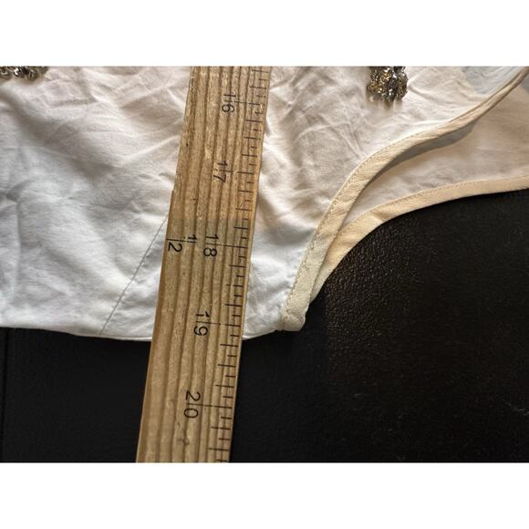 J Crew Size 8 Women Jeweled Sateen Shell White Top 02744 Sleeveless V23 - Picture 6 of 9